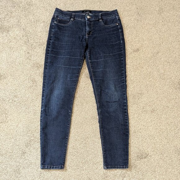 WHITE HOUSE BLACK MARKET Skinny Leg, Stretch Blue Denim Low-Rise Jeans; Size M - Picture 1 of 5